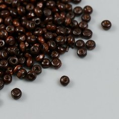 Бусины для творчества дерево "Тёмно-коричневые" d 0,4 см набор 20 гр Top Market