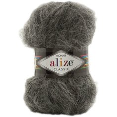 Пряжа Alize Mohair Classic темно-серый (196), 24%шерсть/25%мохер/51%акрил, 200м, 100г, 2шт