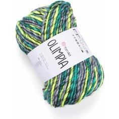 Пряжа Yarnart Olimpia лимонный-изумрудный-серый (1409), 20%шерсть/80% акрил, 100м, 100г, 2шт