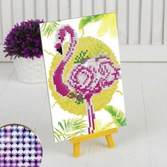 Алмазная мозаика на подставке «Фламинго», размер 13 х 19 см. Набор для творчества ТероПром