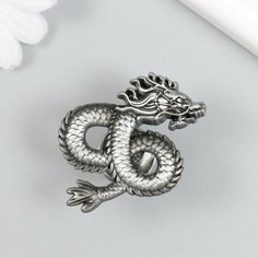 Ручка для шкатулки металл "Китайский дракон" состаренное серебро 4,5х5 см Россия