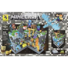 Конструктор "Подземная крепость" Майнкрафт minecraft 858 деталей светящийся с LED-подсветкой Renzaima