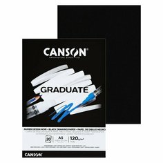Альбом для графики CANSON Graduate, А5, 20 листов, на склейке, черный, 120 г/м2