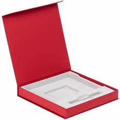Коробка Memoria под ежедневник и ручку, красная, 24х23,5х3,5 см, переплетный картон, покрытие софт-тач Нет бренда