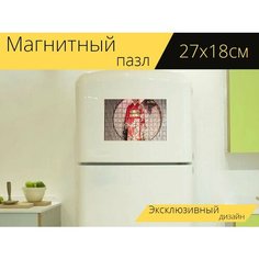 Магнитный пазл "Японская мода, кимоно, кимоно мода" на холодильник 27 x 18 см. Lots Prints