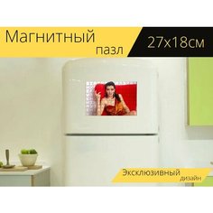 Магнитный пазл "Модель, женщина, портрет" на холодильник 27 x 18 см. Lots Prints