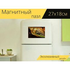 Магнитный пазл "Фортепиано строк, струны, пианино" на холодильник 27 x 18 см. Lots Prints