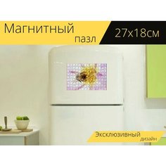 Магнитный пазл "Пчела, насекомое, цветочная пыльца" на холодильник 27 x 18 см. Lots Prints