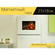 Магнитный пазл "Гигантский мармеладный медведь, мармеладный мишка, гуммимедведь" на холодильник 27 x 18 см. Lots Prints