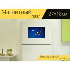 Магнитный пазл "Бассейн, бильярд, игра" на холодильник 27 x 18 см. Lots Prints