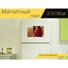 Магнитный пазл "Мода, модель, женщина" на холодильник 27 x 18 см. Lots Prints
