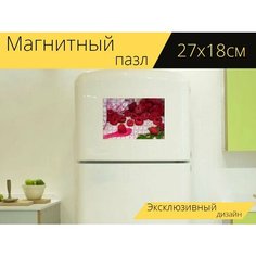 Магнитный пазл "Малина, розовый, печенье" на холодильник 27 x 18 см. Lots Prints