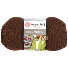 Пряжа Yarnart Super Merino коричневый (1182), 75%акрил/25%шерсть, 300м, 100г, 2шт