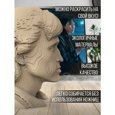 Картонный конструктор (3D пазл, интерьерная фигура голова) "музыка Виктор Цой (русский рок, группа кино) - 13" Бруталити