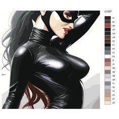 Картина по номерам,"Живопись по номерам",100 x 100, LI-207, женщина кошка