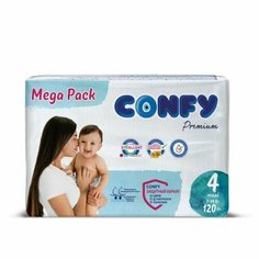Подгузники CONFY Premium 7-14 кг (размер 4) 120 шт Мега Бокс