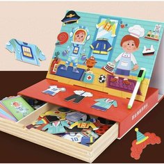 Магнитный чемоданчик Изучаем профессии / доска с маркером для рисования/ фигурки на магнитах Нет бренда