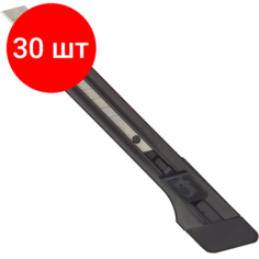 Комплект 30 штук, Нож канцелярский 9 мм EDDING (E-M 9) , с фиксатором, пластик, цв. черный