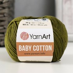 Пряжа "Baby cotton" 50% акрил 50% хлопок 165м/50гр (443 болотный) Yarn Art