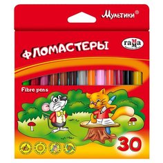 Фломастеры Гамма "Мультики", 30цв, смываемые, картон. упаковка, европодвес Нет бренда