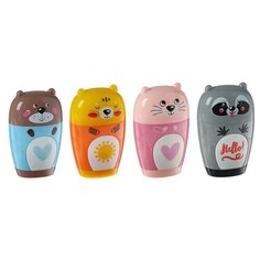 BrunoVisconti Точилка 1 отверстие с контейнером и ластиком "Зверушки", микс