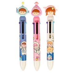 Ручка шариковая "Космонавт" 6-цветная, 0.5 мм, микс (штрихкод на штуке), 36 штук Noname