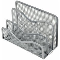 Подставка для сортировки писем и бумаг 3-х секционная BRAUBERG "Germanium", 122х173х83 мм, серебро, 237970