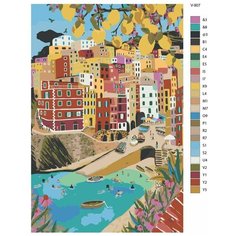 Картина по номерам V-907 "Италия. Чинкве-Терре - векторный пейзаж", 50x70 см Brushes Paints