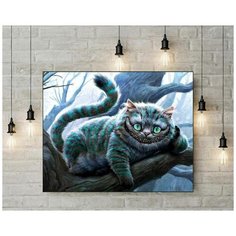 Картина по номерам "Чеширский кот" 40x50, холст на подрамнике. Живопись, рисование, раскраска Алиса в стране чудес Colibri