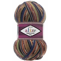 Пряжа Alize Superwash, 5 мотков (420м, 100гр), цвет 2701 Красн-зелен-оранж-син