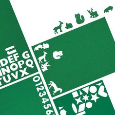 Наклейки объемные EVA зеленые (буквы, цифры, животные, геометрия) / Фигурки из фоамирана на листе 20х30см