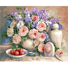 Картина по номерам Цветы. Розы. Сирень. Букет 40х50 см Hobby Home