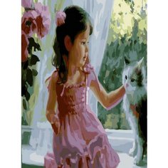 Картина по номерам Девочка с кошкой 40х50 см Hobby Home
