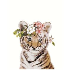 Картина по номерам Тигрёнок с цветами 40х50 см Hobby Home