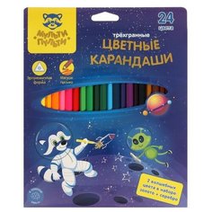 Карандаши 24цв Мульти-Пульти "Енот в космосе", трехгран, картон/уп, европодвес 304691