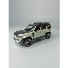 Коллекционная машинка игрушка металлическая Land Rover Defender для мальчиков масштабная модель 1:24 белая Alexplay