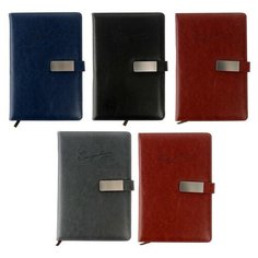 Ежедневник недатированный А5, 140 листов в клетку, с хлястиком, обложка кожзам, микс Noname