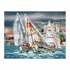 Алмазная мозаика ТРИ совы «Парусники», 30×40см, холст на деревянном подрамнике, картонная коробка с пластиковой ручкой