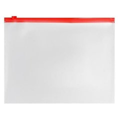 4шт, Папка-конверт на ZIP-молнии A5, 150 мкм, Calligrata, прозрачная, красная молния