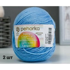 Пряжа Пехорка Детский каприз Голубой (05) 2 мотка 50 г / 225 м (50% шерсть 50% фибра)