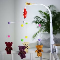 Мобиль музыкальный "Мишки Лав", заводной, с мягкими игрушками Нет бренда