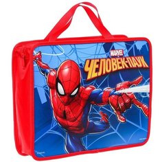 Папка с ручками А4, 33х26 см, на молнии, пластик, Человек-паук Marvel