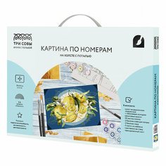 Картина по номерам на холсте ТРИ совы "Лимоны" 30*40 с поталью акриловыми красками и кистями 1 шт нет бренда
