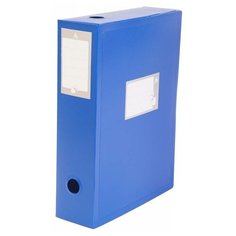 Короб архивный вырубная застежка Бюрократ -BA80/08BLUE пластик 0.8мм корешок 80мм 330х245мм синий (30 шт. в упаковке)