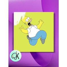 Картина по номерам на холсте Симпсоны - Гомер на зеленом фоне, 40 х 40 см КУЛЬТУРА ЦВЕТА