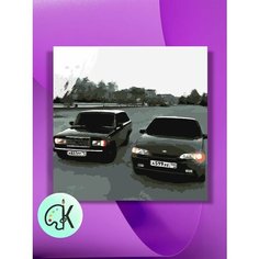 Картина по номерам на холсте Жигули ЧБ, 40 х 40 см КУЛЬТУРА ЦВЕТА