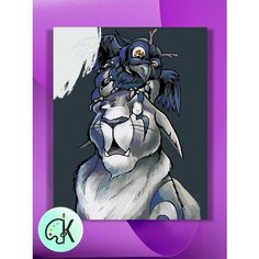 Картина по номерам на холсте WOW Кот и Сова, 30 х 40 см КУЛЬТУРА ЦВЕТА