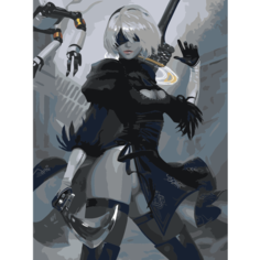 Картина по номерам Девушка-андроид с мечом на стену Палитра забав