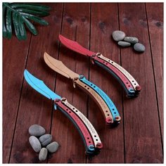 --- Сувенир деревянный "Нож бабочка" крашенный, цвет микс