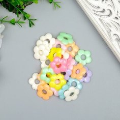 Бусины для творчества пластик "Цветочки пастельных тонов" набор 20 гр 0,4х1,8х1,8 см Miki Market